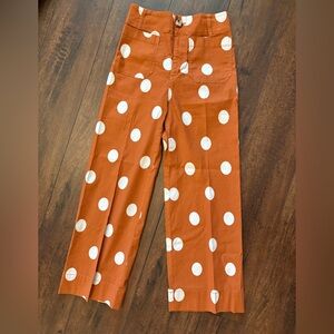 Maeve Colette Pant Orange and White Polka Dot